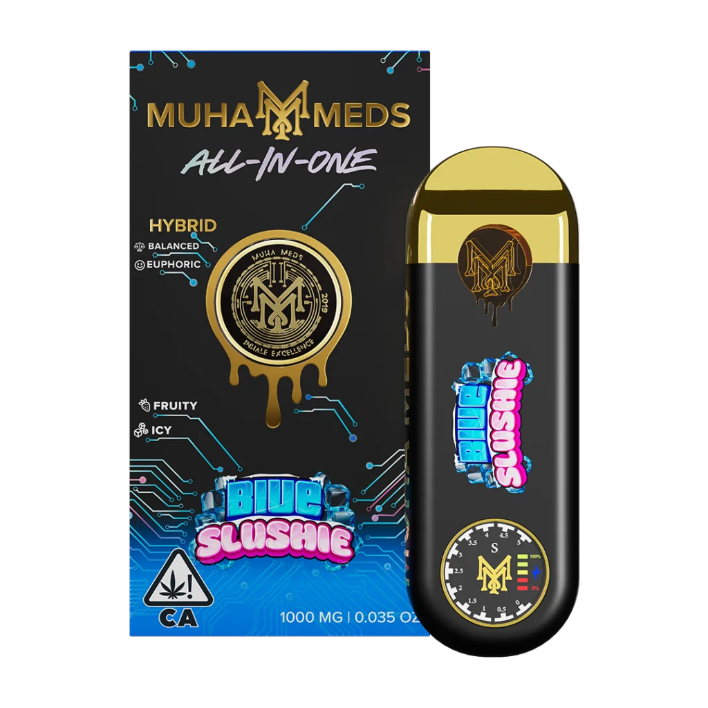 Muha Meds Blue Slushie Disposable - 1000mg hybrid distillate all-in-one vape with blue raspberry flavor