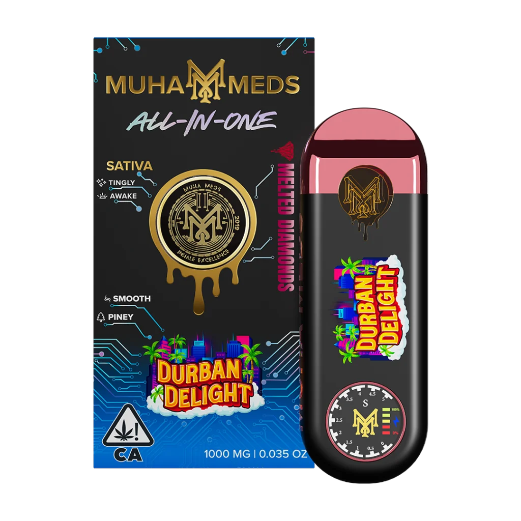 Muha Meds Durban Delight Disposable - Melted Diamonds all-in-one sativa vape, 1000MG device