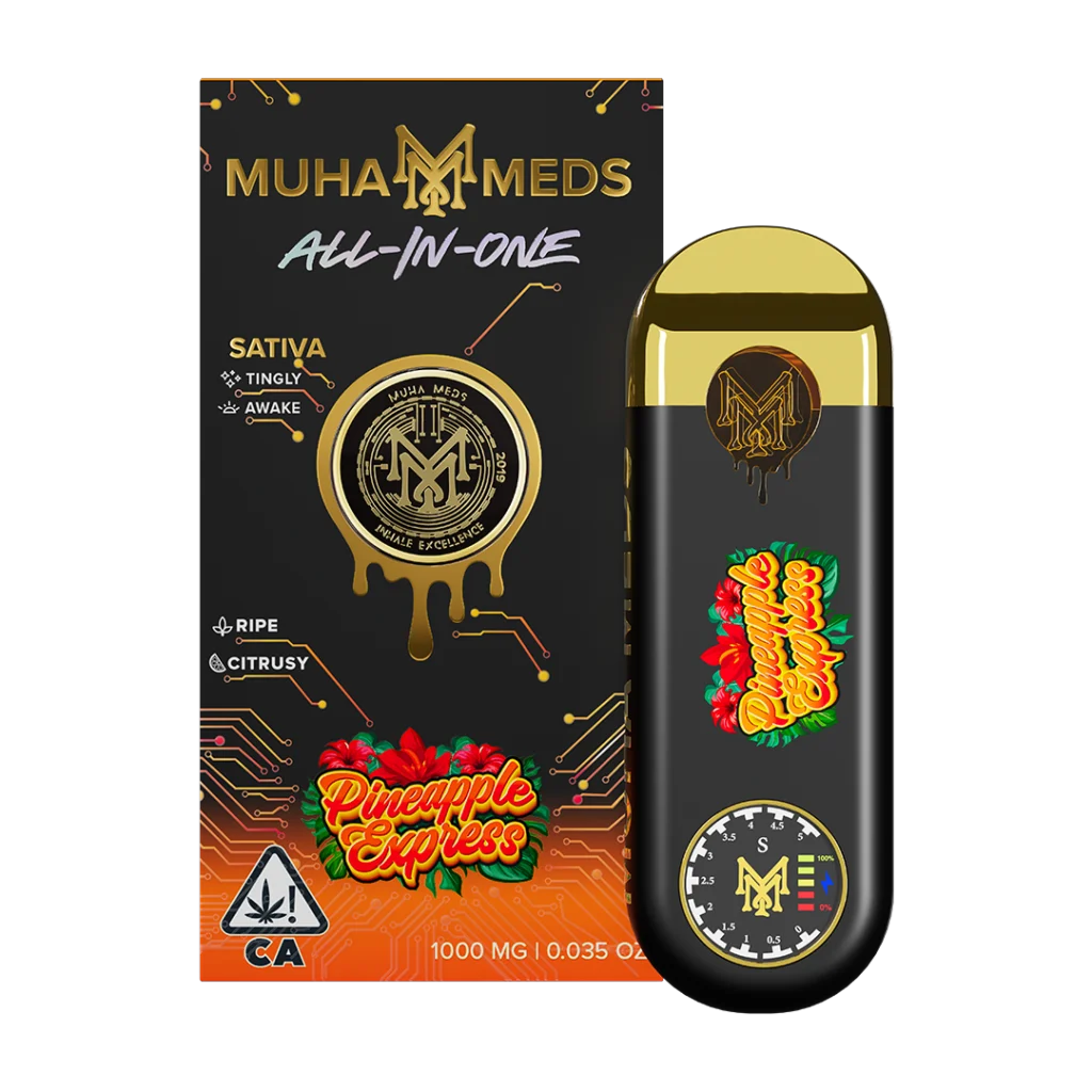Muha Meds Pineapple Express Disposable 1000MG sativa distillate all-in-one vape with pineapple and citrus flavor