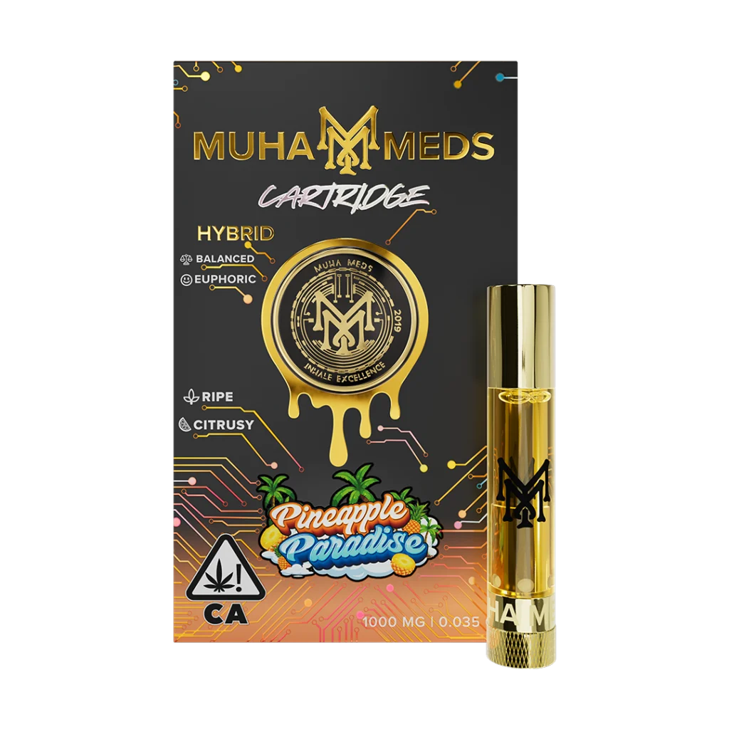 Pineapple Paradise distillate 510 cartridge with hybrid label